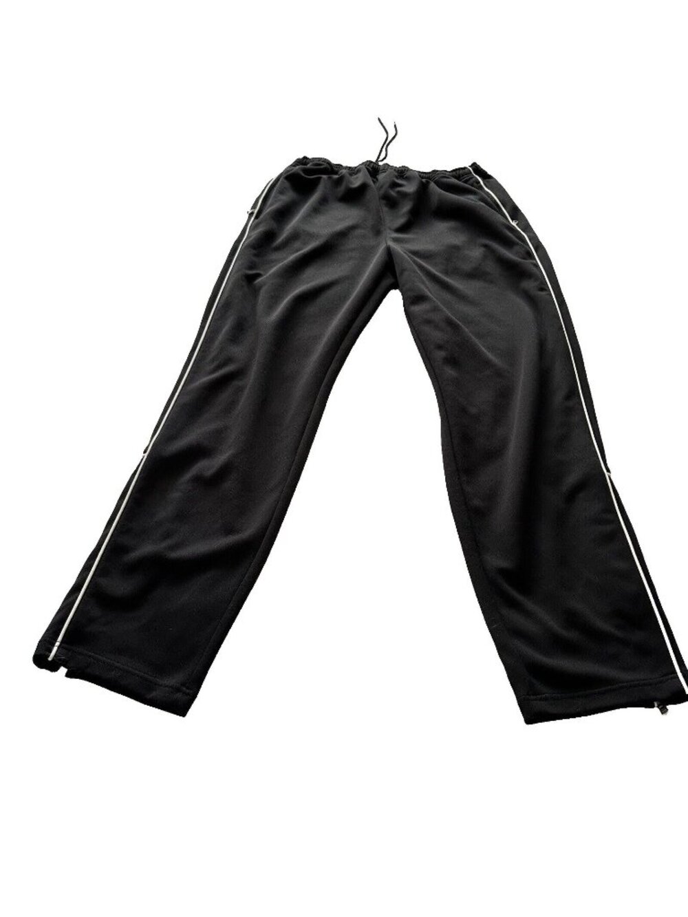 Charles River Black Athletic Track Pants With Side Stripes & Zippered Hems